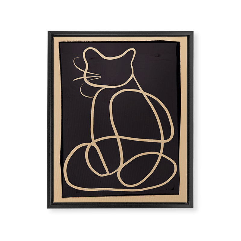 Abstract Line Art Cat Framed Canvas Print Gallery Image 6