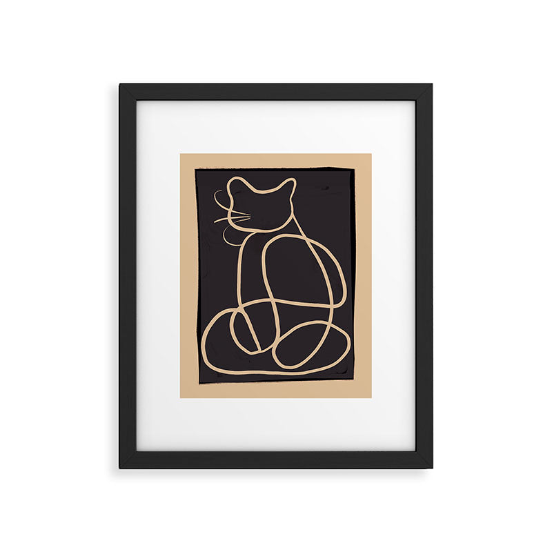 Abstract Line Art Cat Framed Art Print Gallery Image 5