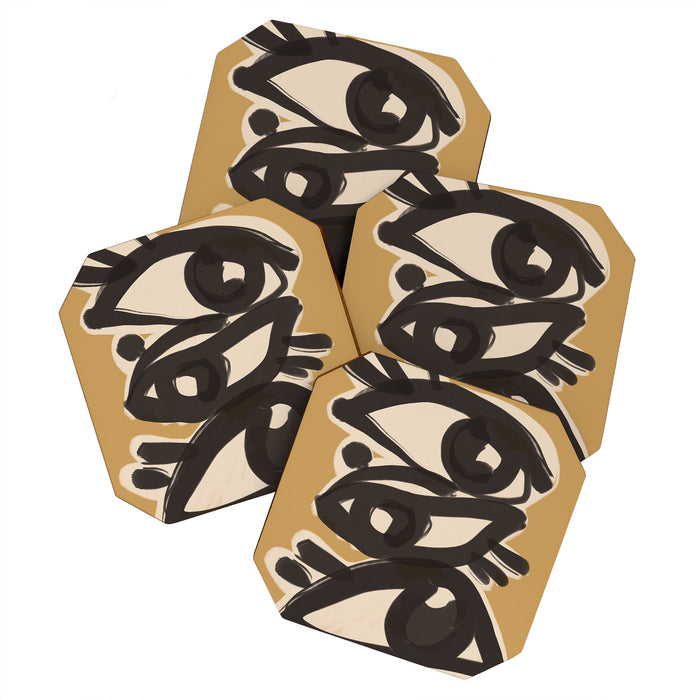 Abstract line art eyes 10 Coaster Gallery Image 1