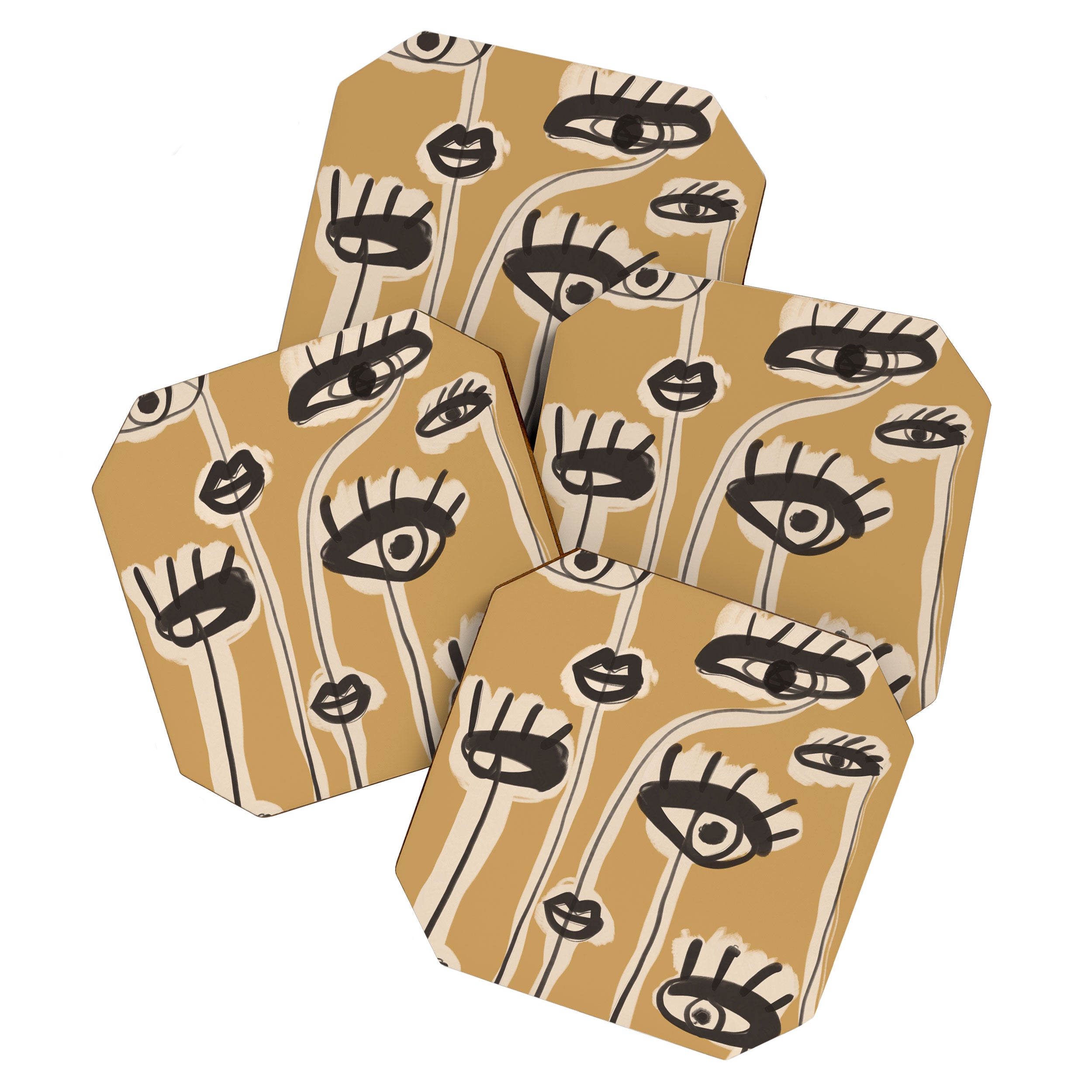 Abstract line art eyes 11 Coaster Gallery Image 1