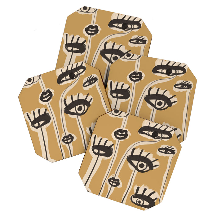 Abstract line art eyes 11 Coaster Gallery Image 1