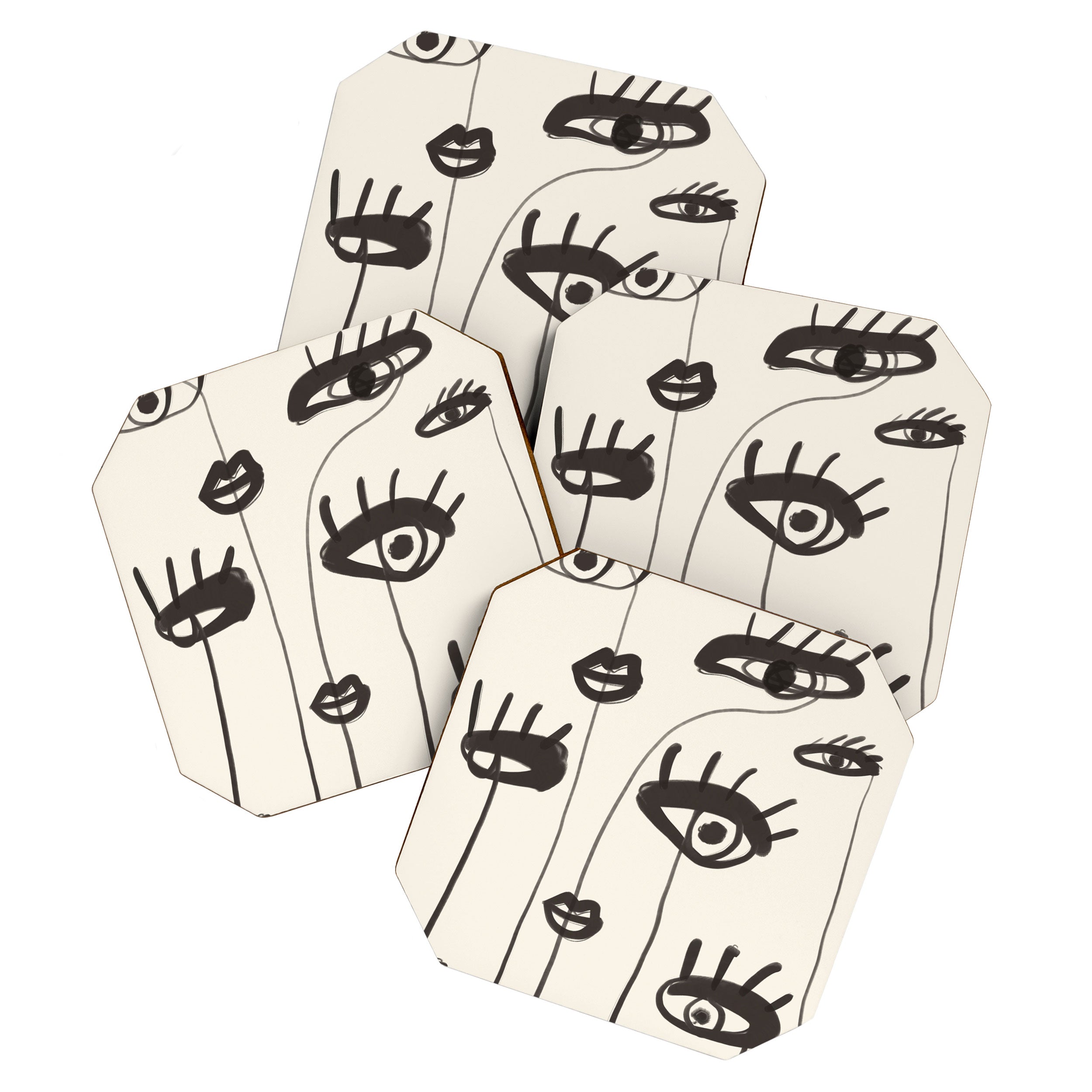 Abstract line art eyes 2 Coaster Gallery Image 1
