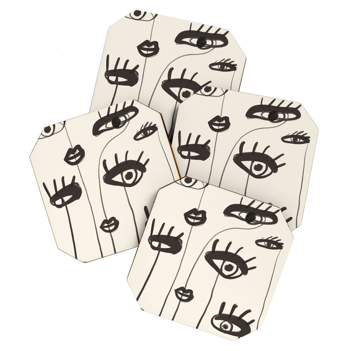 Abstract line art eyes 2 Coaster Gallery Image 1