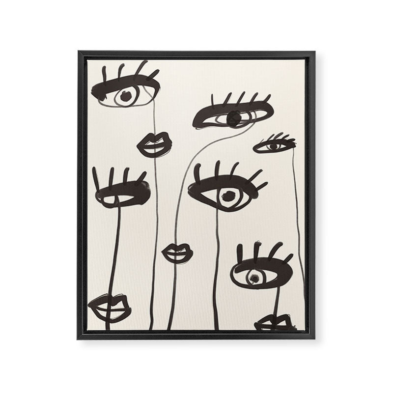 Abstract line art eyes 2 Framed Canvas Print Gallery Image 6