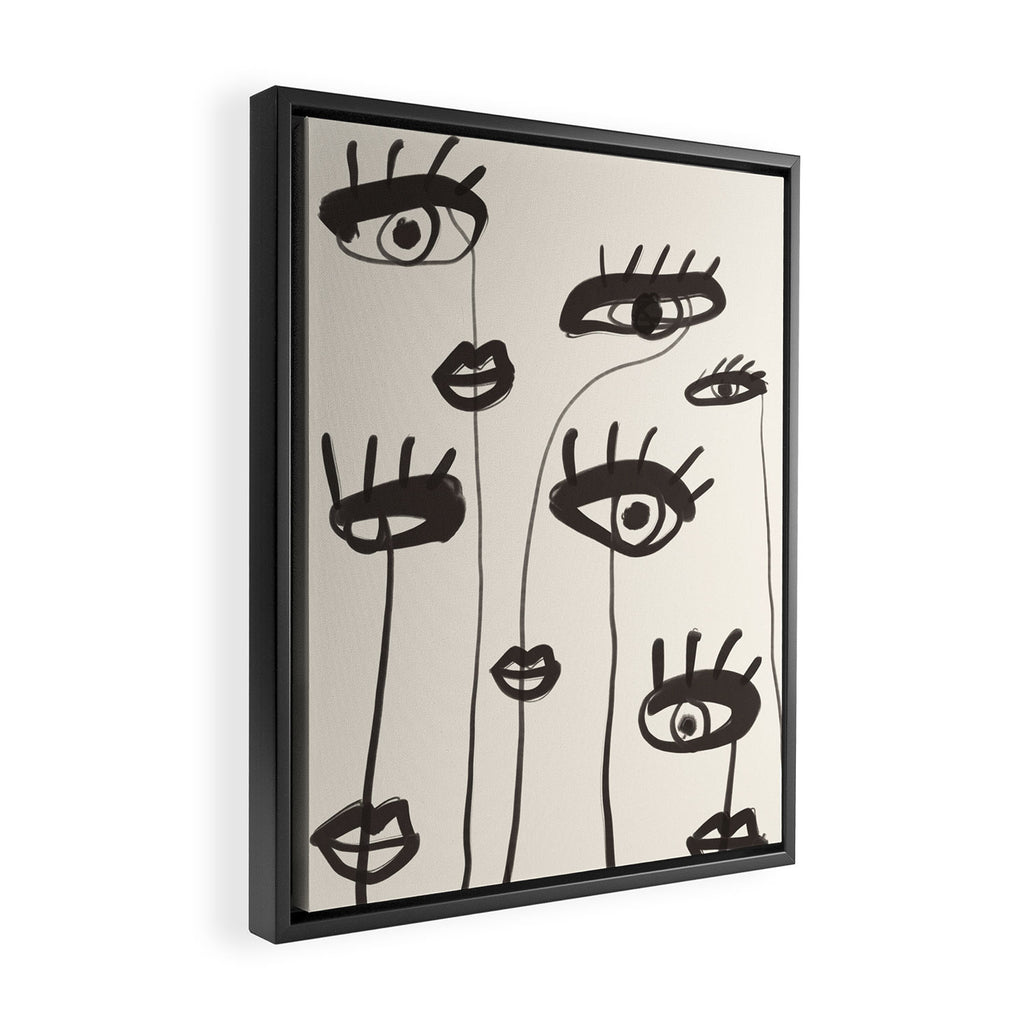 Abstract line art eyes 2 Framed Canvas Print Gallery Image 2
