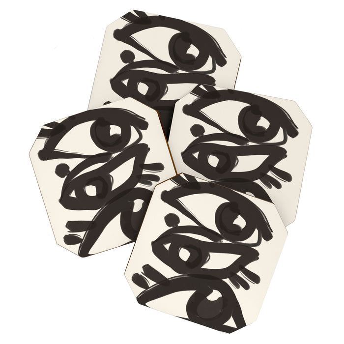 Abstract line art eyes 3 Coaster Gallery Image 1