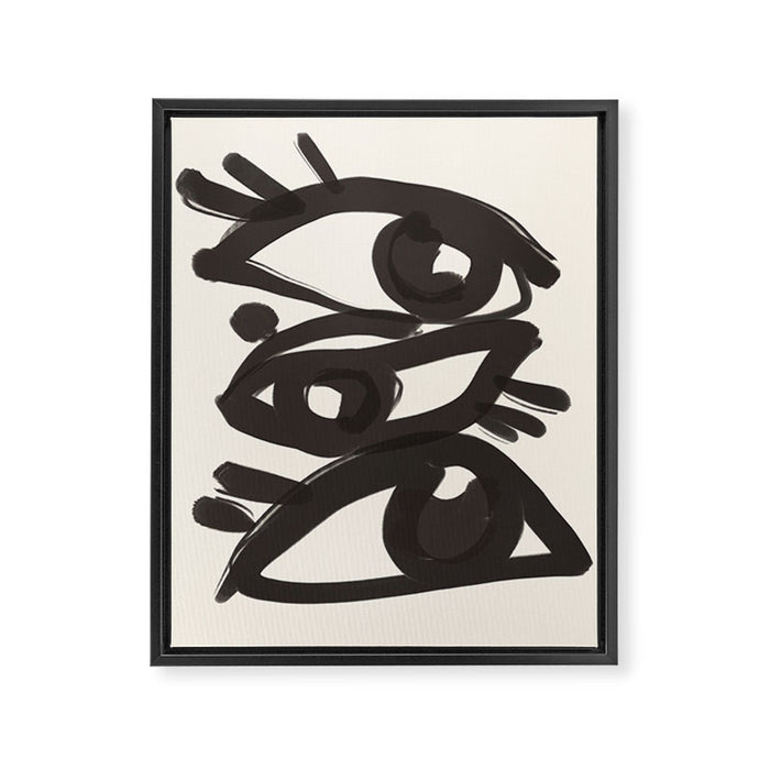 Abstract line art eyes 3 Framed Canvas Print Gallery Image 1