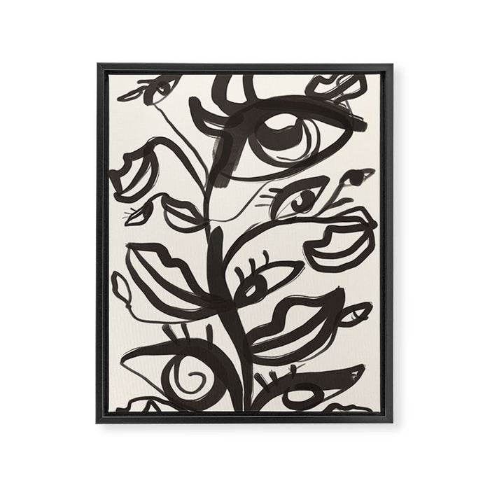 Abstract line art eyes  Framed Canvas Print Gallery Image 1