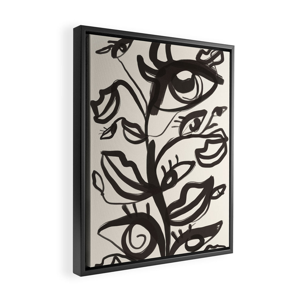 Abstract line art eyes  Framed Canvas Print Gallery Image 2