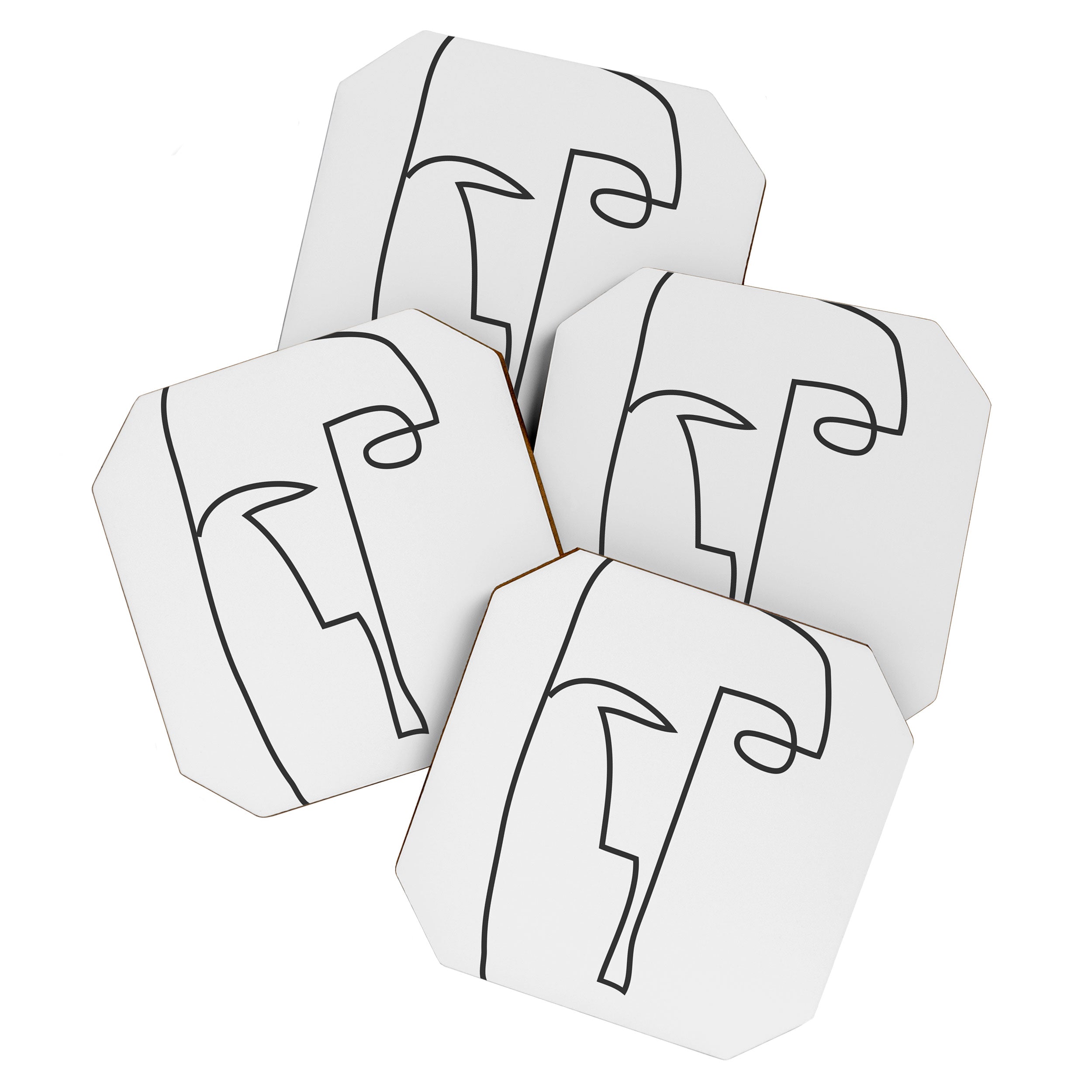 abstract line art face 2 Coaster Gallery Image 1