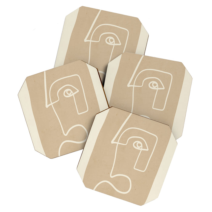 Abstract line art / Face 7 Coaster Gallery Image 1