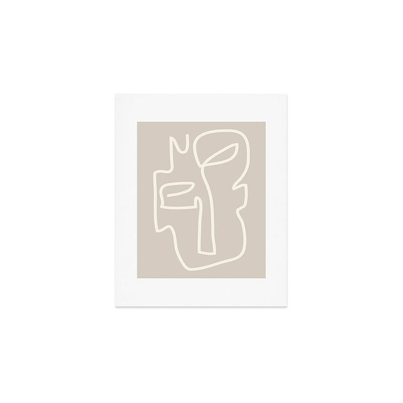 Abstract line art / Face/beige Art Print Gallery Image 1
