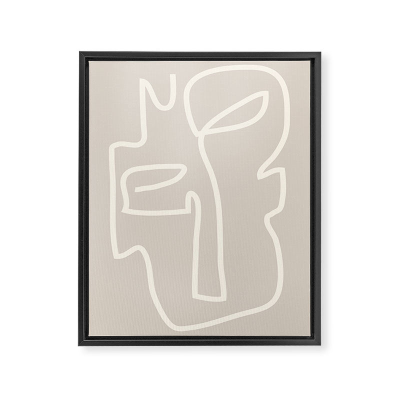 Abstract line art / Face/beige Framed Canvas Print Gallery Image 6