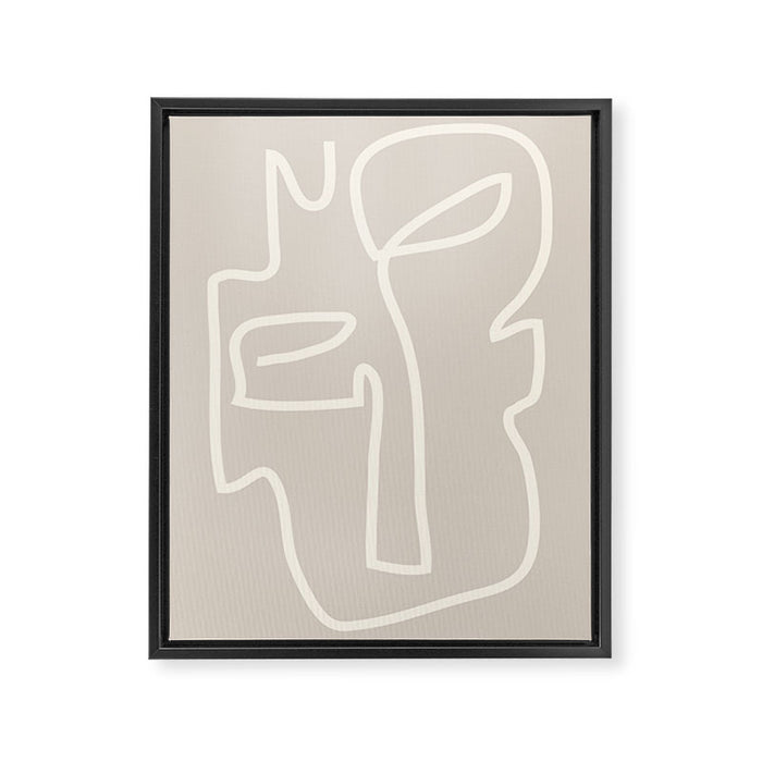Abstract line art / Face/beige Framed Canvas Print Gallery Image 1