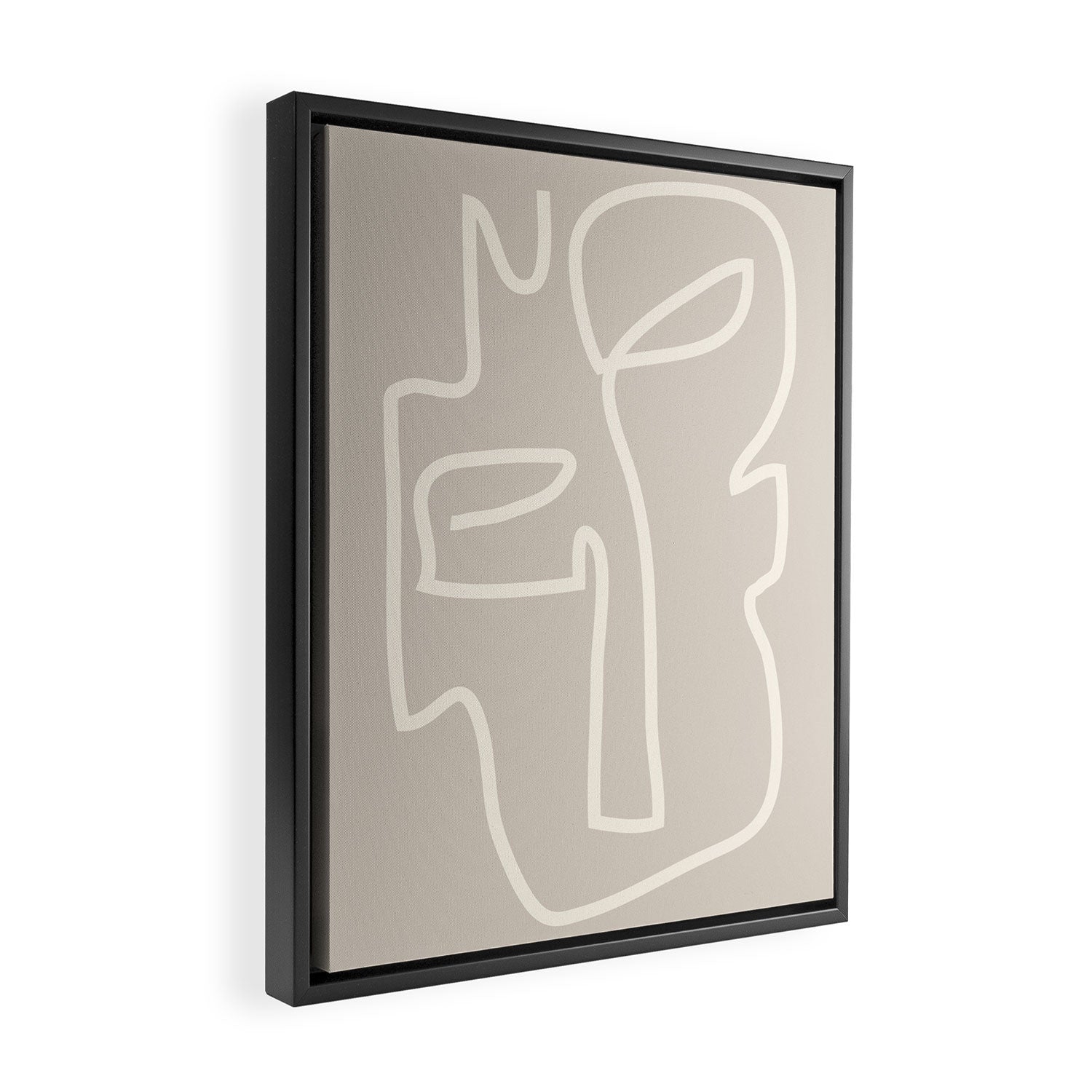 Abstract line art / Face/beige Framed Canvas Print Gallery Image 2