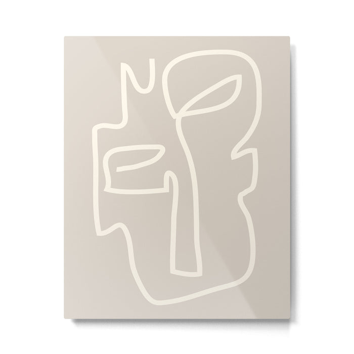 Abstract line art / Face/beige Metal Print Gallery Image 1