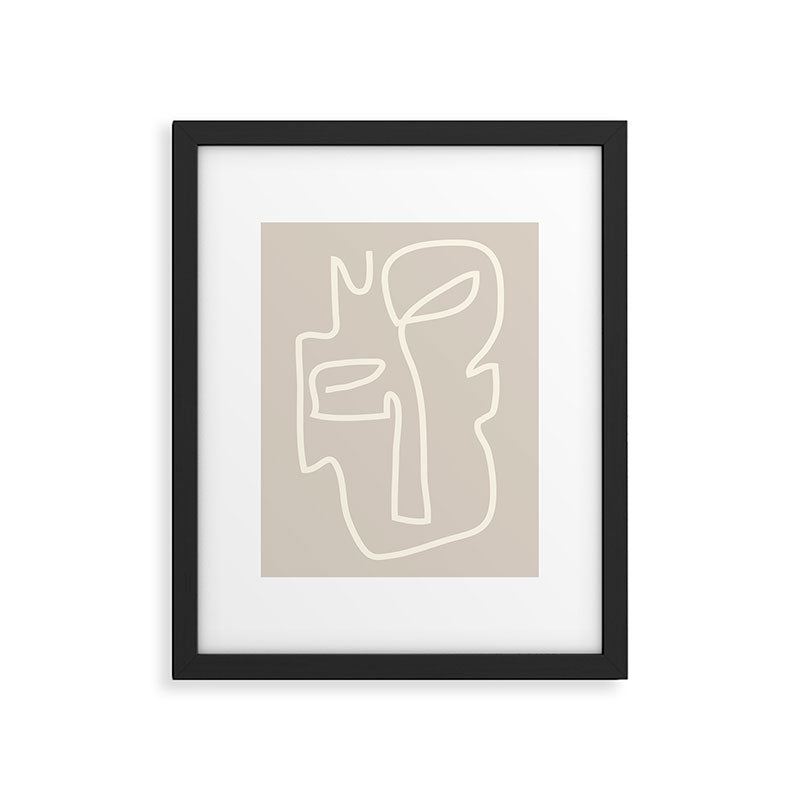 Abstract line art / Face/beige Framed Art Print Gallery Image 5