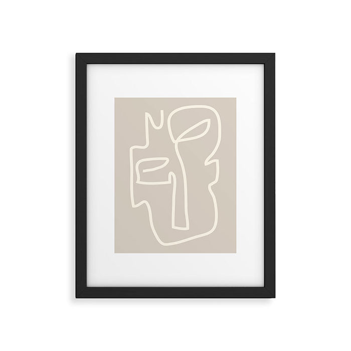 Abstract line art / Face/beige Framed Art Print Gallery Image 1