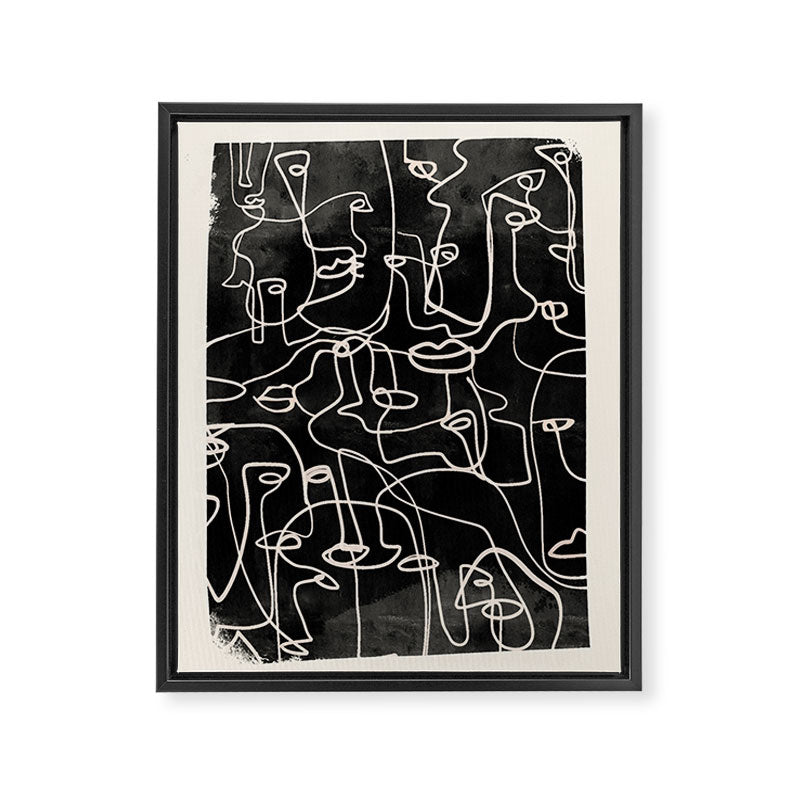 abstract line art faces 4 Framed Canvas Print Gallery Image 6