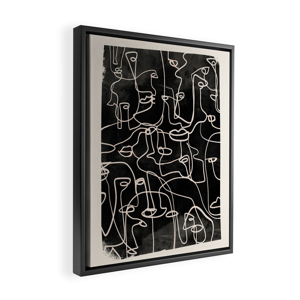 abstract line art faces 4 Framed Canvas Print Gallery Image 2