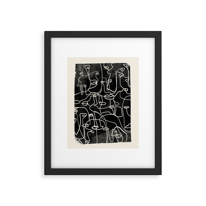abstract line art faces 4 Framed Art Print Gallery Image 1
