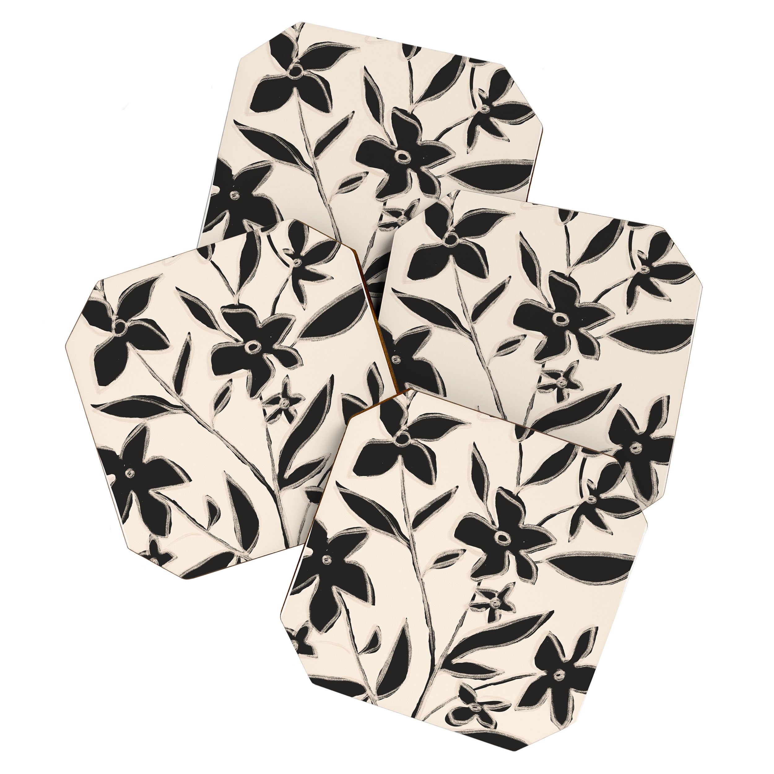 Abstract Minimal Flowers 16 Coaster Gallery Image 1