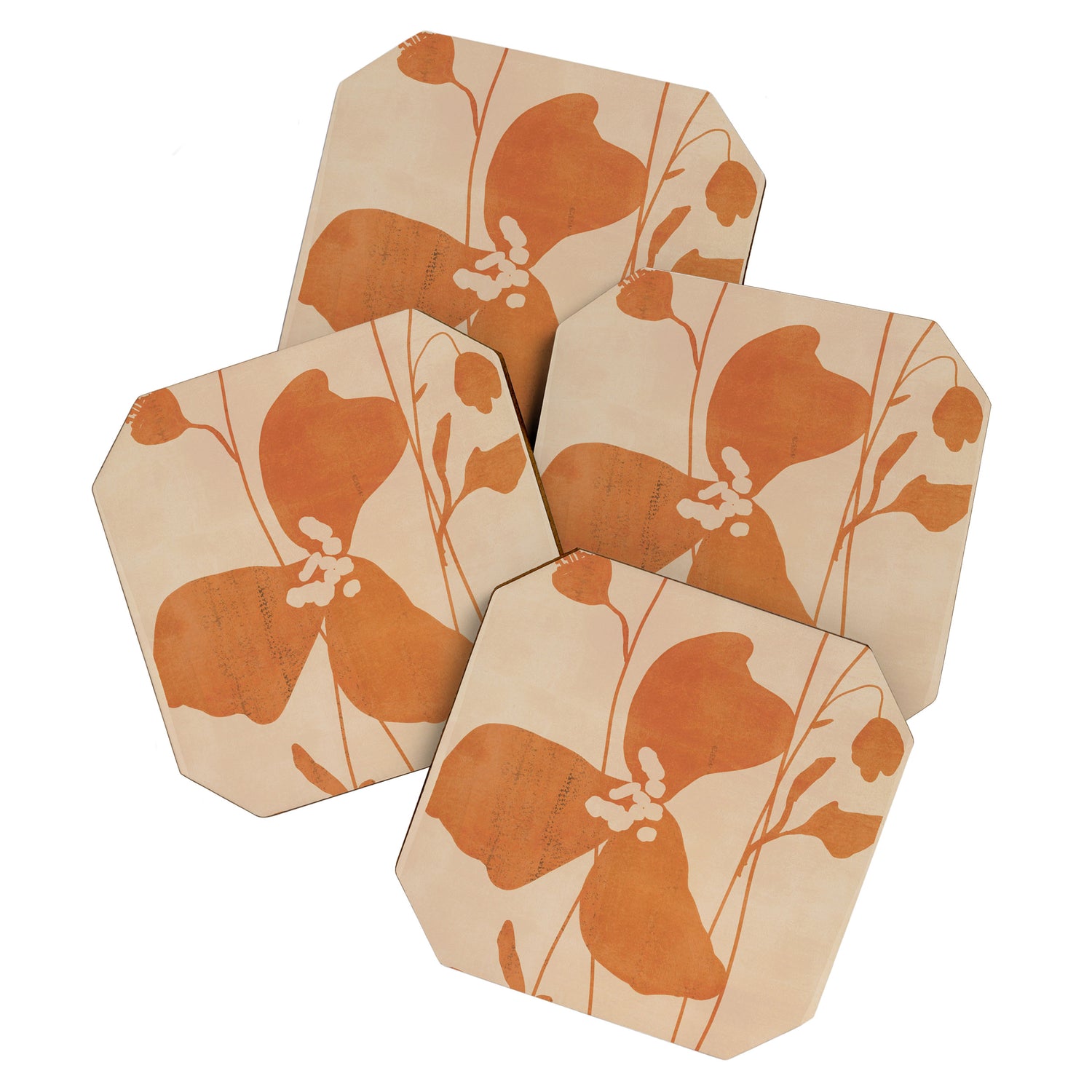 Abstract Minimal Flowers 3 Coaster Gallery Image 1