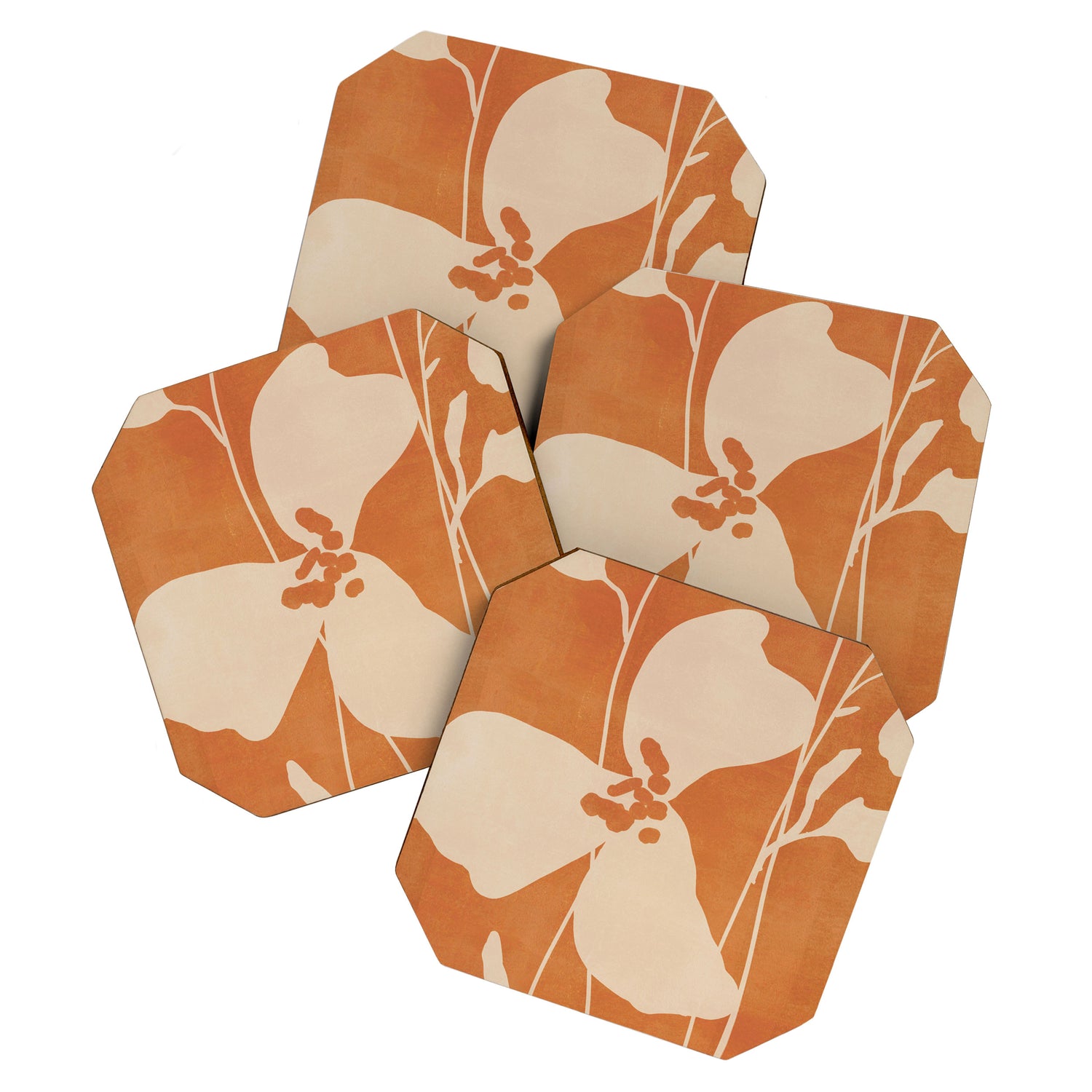 Abstract Minimal Flowers 4 Coaster Gallery Image 1