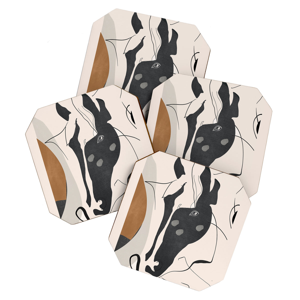 Abstract Minimal Horse 3 Coaster Gallery Image 1