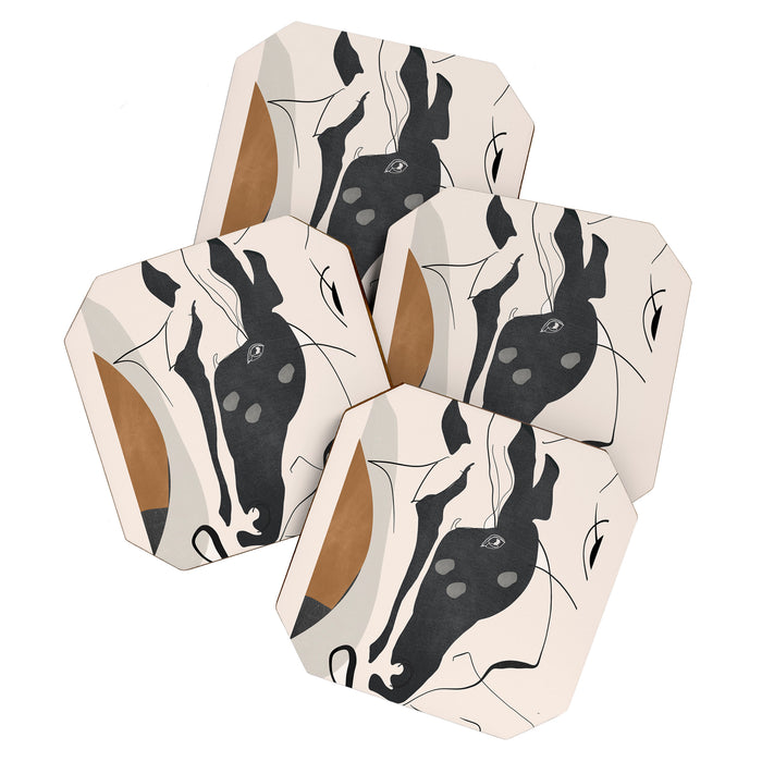 Abstract Minimal Horse 3 Coaster Gallery Image 1