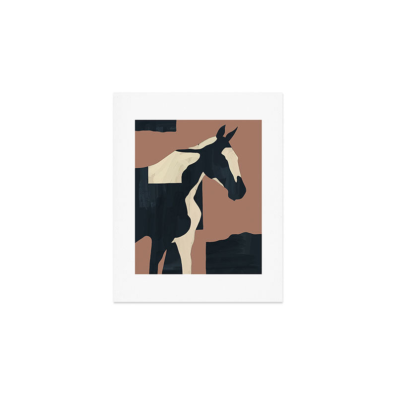 Abstract Minimal Horse Mocha Mousse Art Print Gallery Image 1