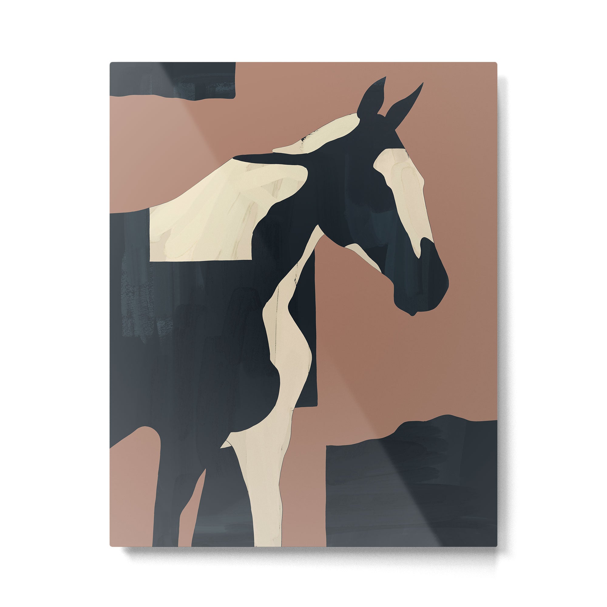 Abstract Minimal Horse Mocha Mousse Metal Print Gallery Image 6