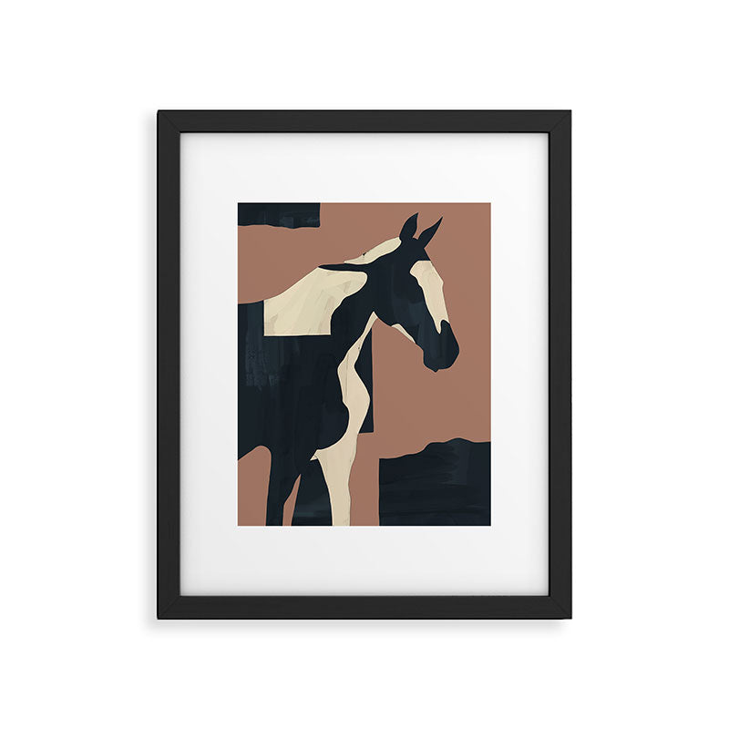 Abstract Minimal Horse Mocha Mousse Framed Art Print Gallery Image 6