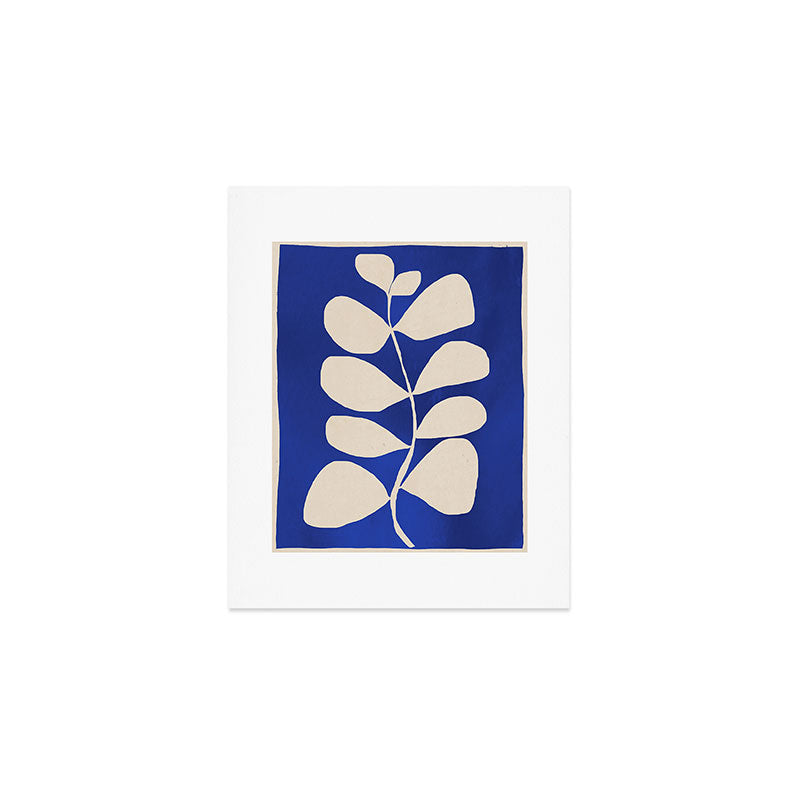 Abstract Minimal -Plant 3-2  Cobalt Blue Art Print Gallery Image 1