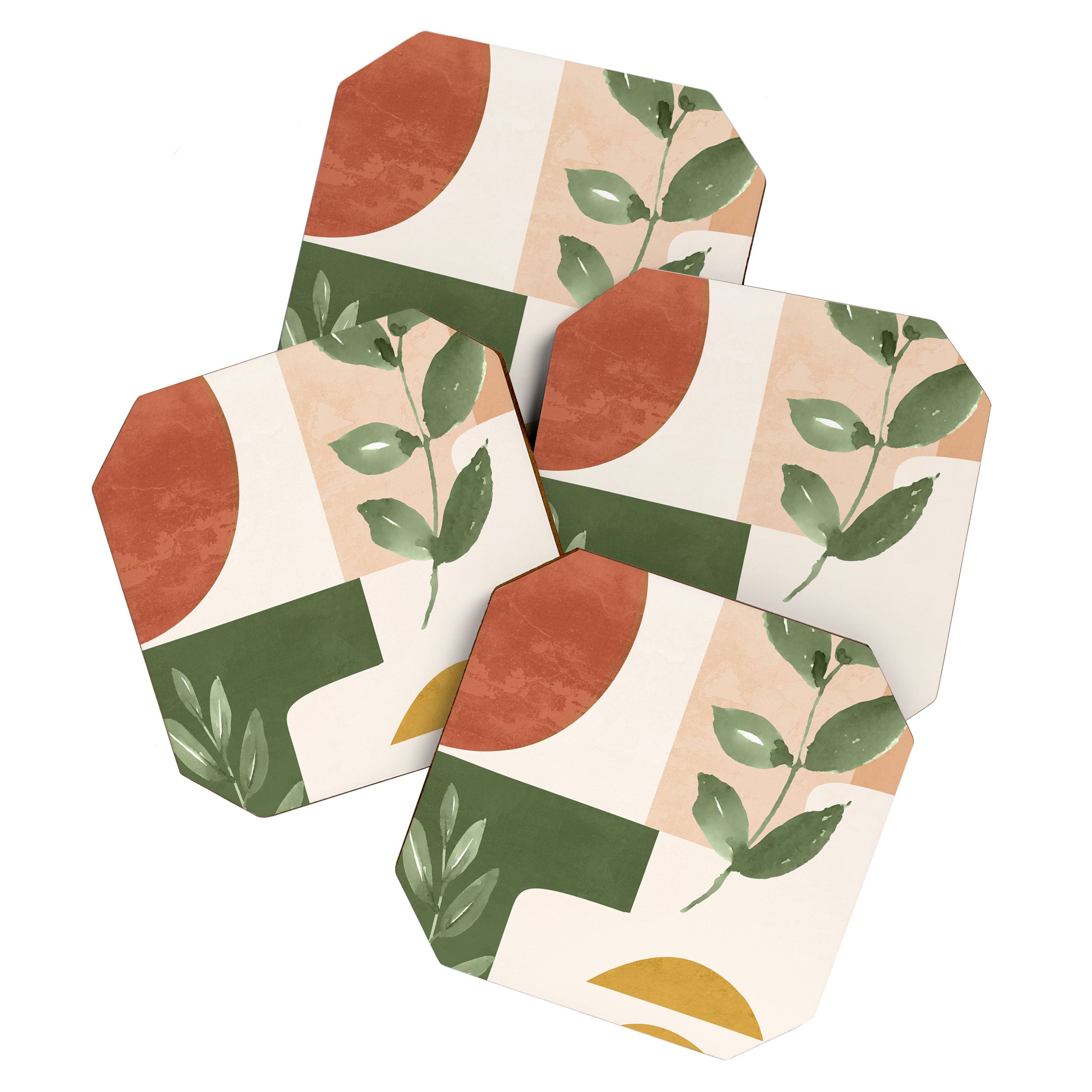 Abstract Shapes and Leaves Coaster Gallery Image 1