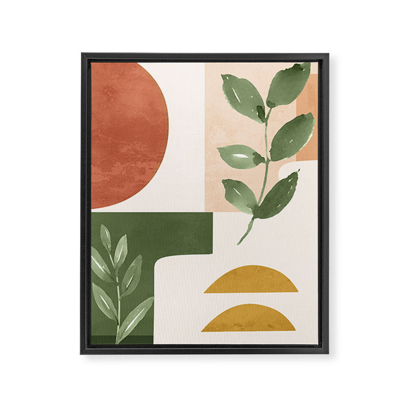 Abstract Shapes and Leaves Framed Canvas Print Gallery Image 6