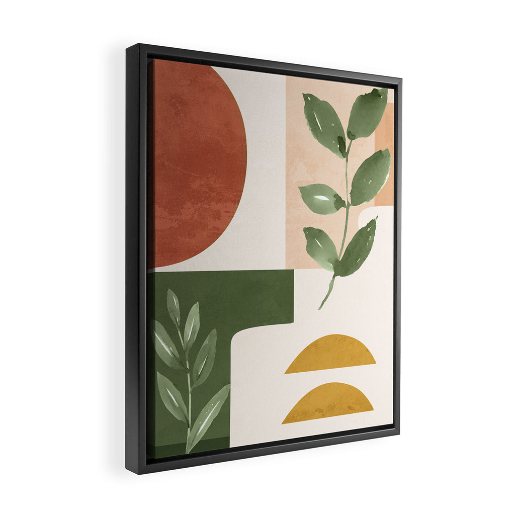 Abstract Shapes and Leaves Framed Canvas Print Gallery Image 2