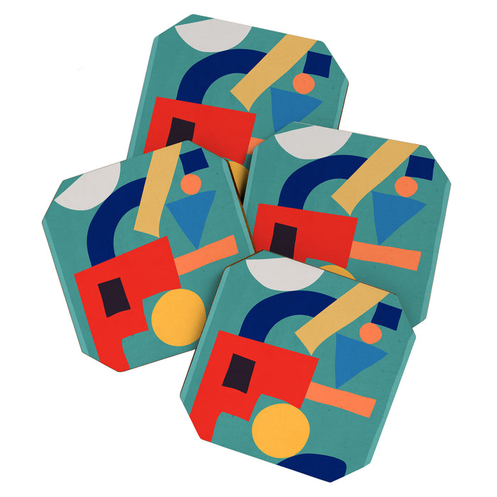 Abstract Shapes Modern Art 6 Coaster Gallery Image 1