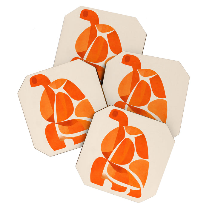 Abstract Turtle in Orange Coaster Gallery Image 1