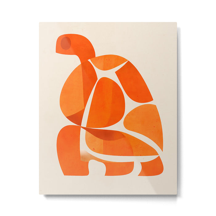 Abstract Turtle in Orange Metal Print Gallery Image 1
