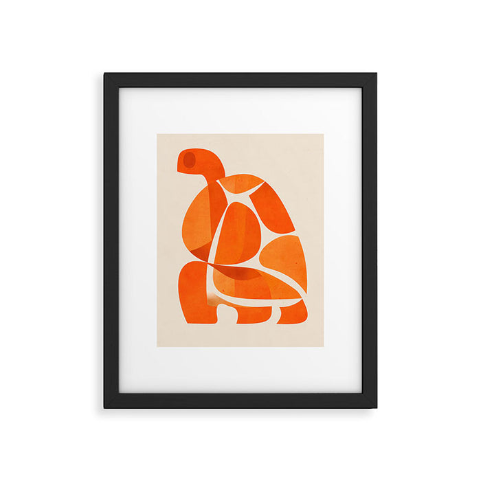Abstract Turtle in Orange Framed Art Print Gallery Image 1