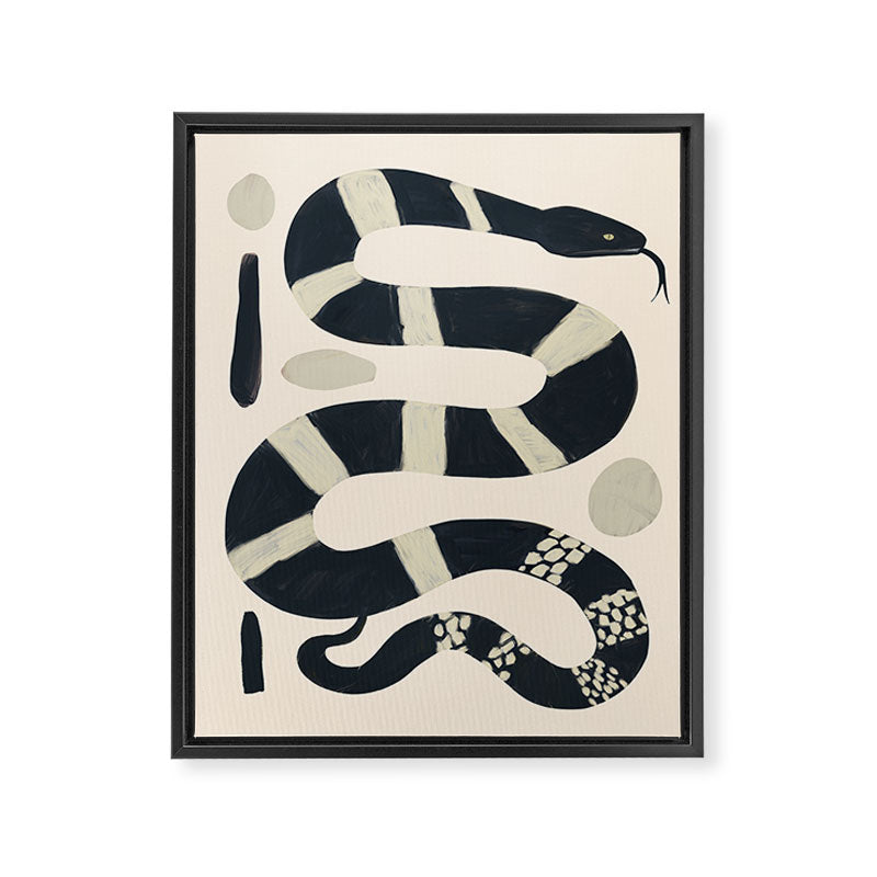 Black and White Snake Framed Canvas Print Gallery Image 8