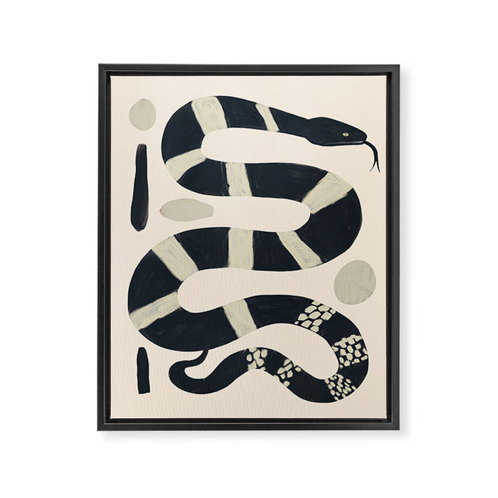 Black and White Snake Framed Canvas Print Gallery Image 1