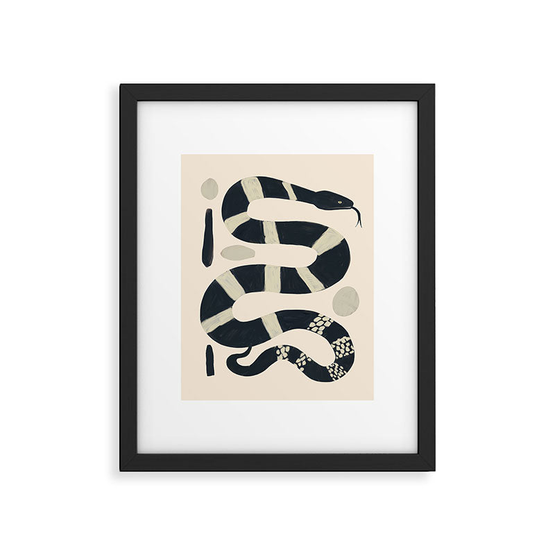 Black and White Snake Framed Art Print Gallery Image 6