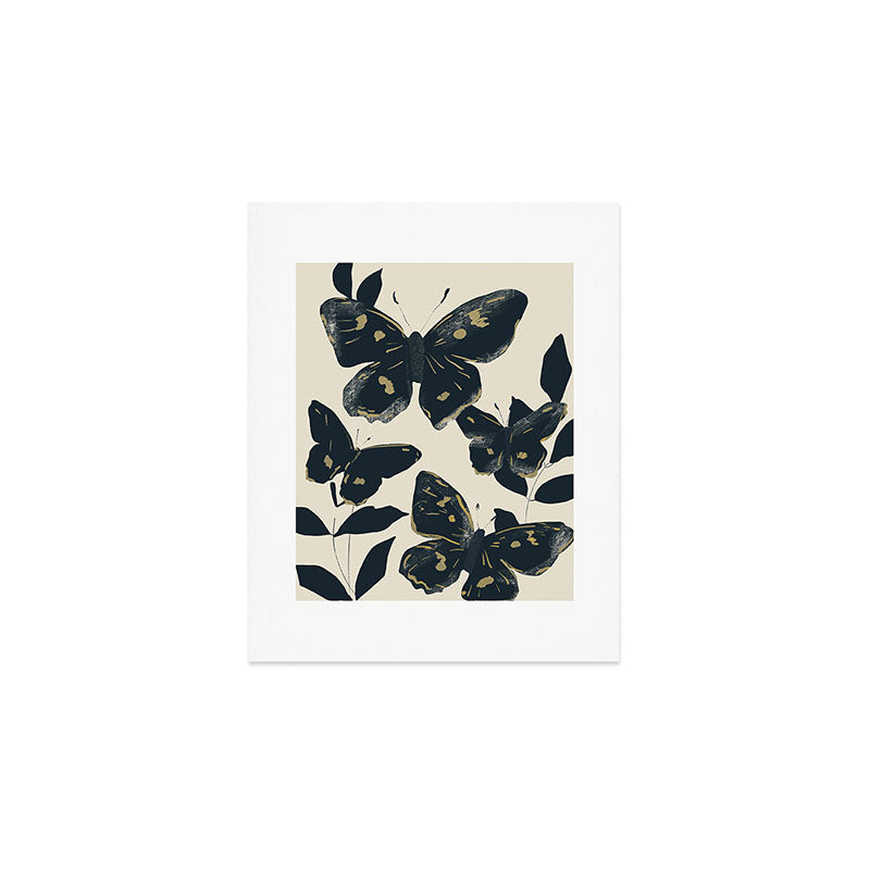 Black Butterflies Art Print
