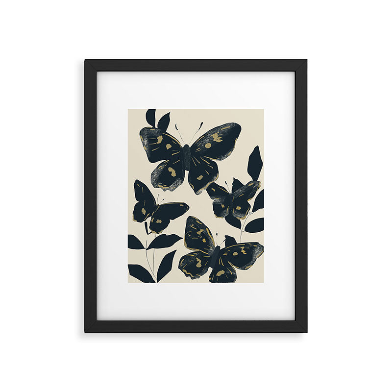 Black Butterflies Framed Art Print Gallery Image 1