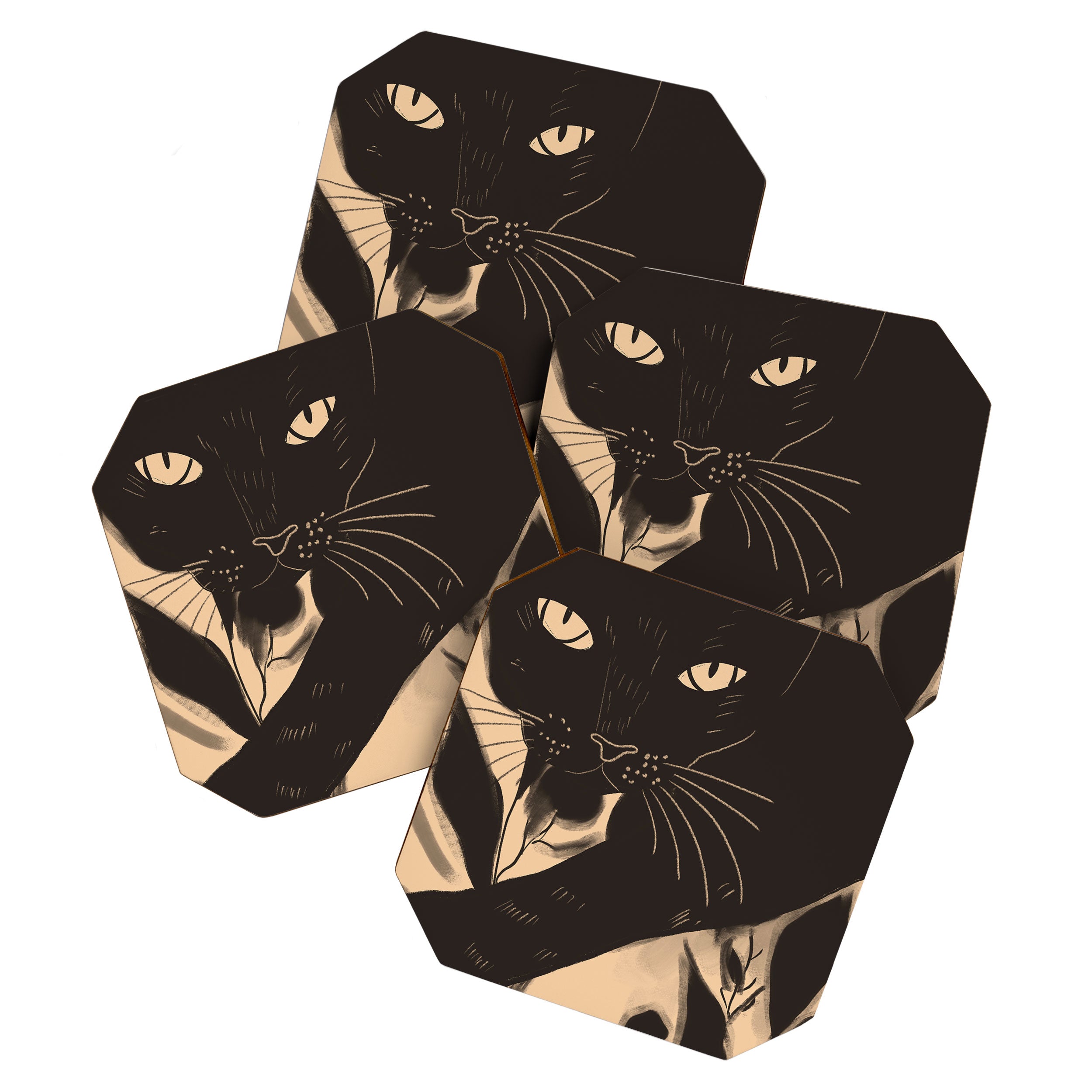Black Cat 4 Coaster Gallery Image 1