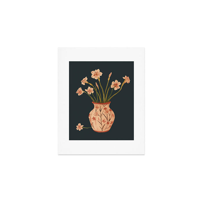 Blush Blooms in Painted Vase Art Print Gallery Image 1
