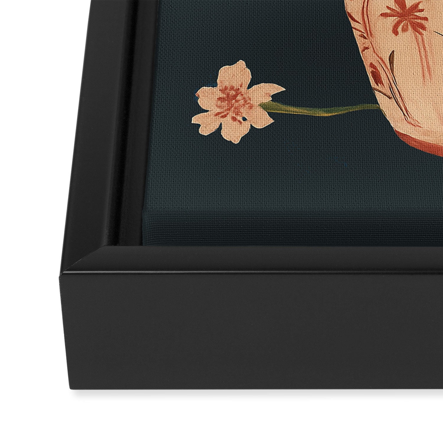 Blush Blooms in Painted Vase Framed Canvas Print Gallery Image 3