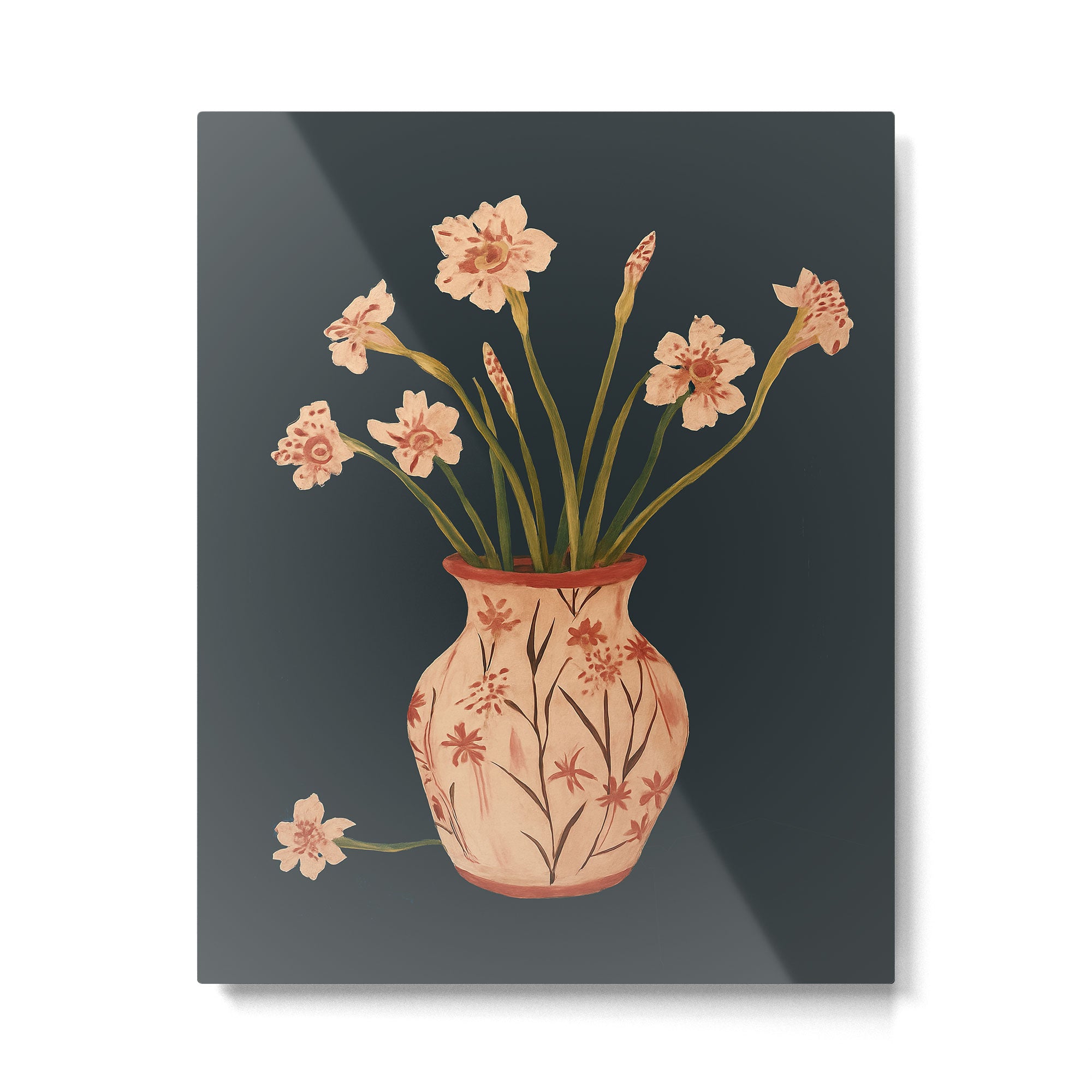 Blush Blooms in Painted Vase Metal Print Gallery Image 4